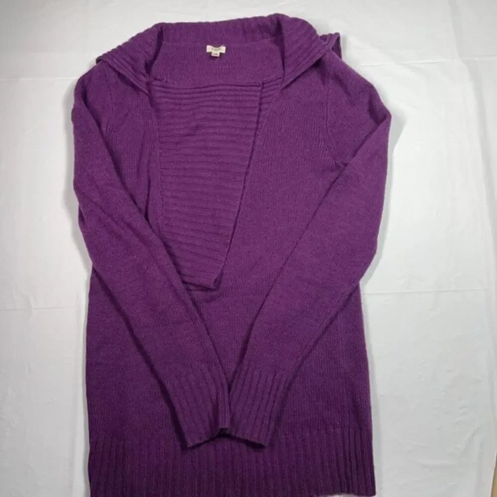 J.CREW ‎ Women's HALF ZIP KNIT Asymmetrical SWEATER Wool Alpaca Blend Purple XS